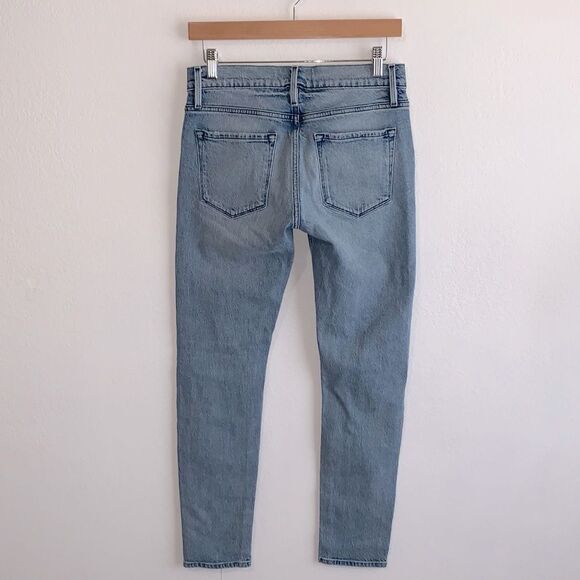 Frame Le Garçon Distressed Beldon Rips Cropped Straight Leg Jeans Sz 24 - Picture 6 of 11